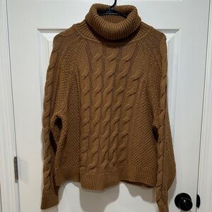 GAP Cable Knit Turtleneck Sweater - Tan